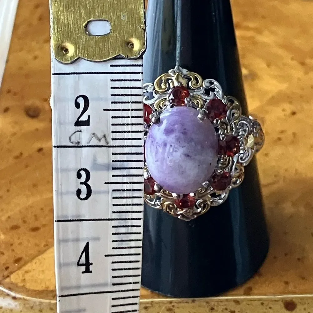 Utah Tiffany Red Garnet Sterling Silver Ring Size 9